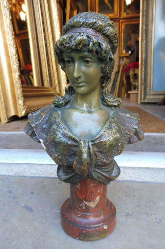 Buste  en  terre  cuite polychrome  