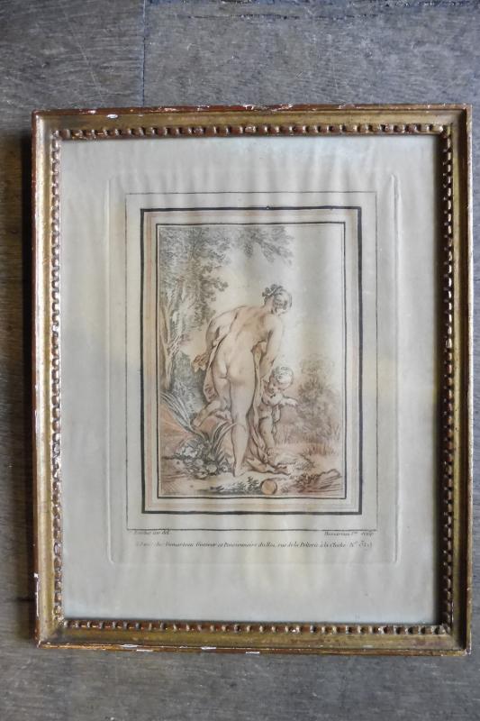 Deux gravures rehaussées à la sanguine d'après  Boucher 