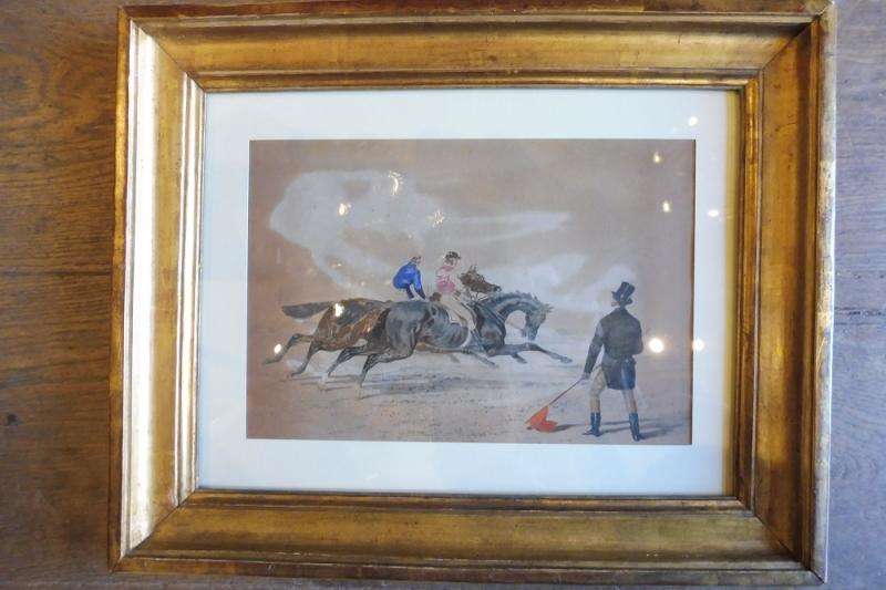 Dessin  à l'encre rehaussé  à  la gouache 19 eme 